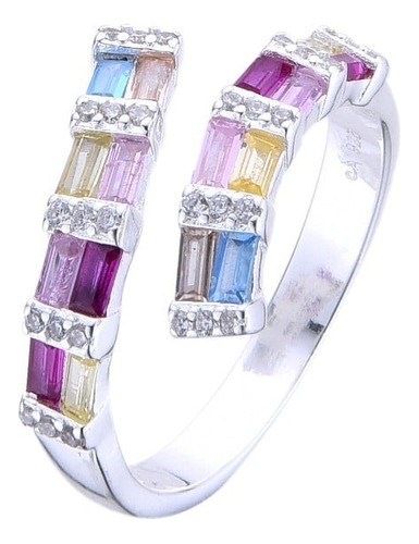 Anillo Ajustable Plata 925 Zircon Cubic Multicolor Regalo