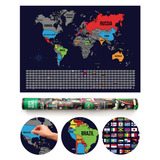 Mapamundi Premium Para Raspar Scratch Mapa Banderas Poster