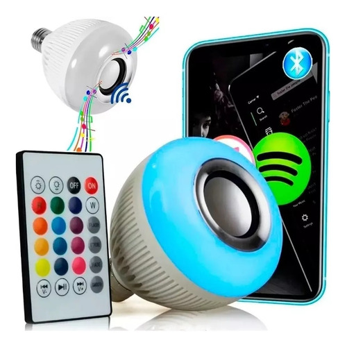 Kit 2 Lampada Luz Led Rgb Bluetooth Música + Controle