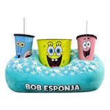 Kit Bob Esponja Almofada Suede Balde Pipoca + Copos Oficial