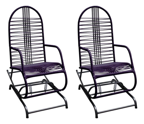 Cadeira De Jardim Itagold Varanda Roxo Com Braços 2 Corpos 114cm X 55cm X 87cm - Kit Com 2 Unidades
