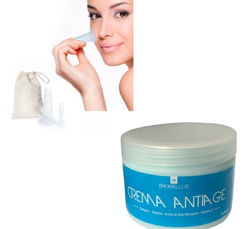 Ventosas Faciales Drenaje Linfático + Crema Antiage Cara