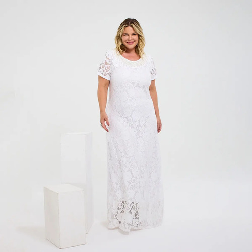 Roupa Feminina Plus Size Vestido Longo Renda Para Gordinha | Frete grátis