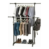 Iris Usa Portable Double-rod Height Adjustable Clothes Rack