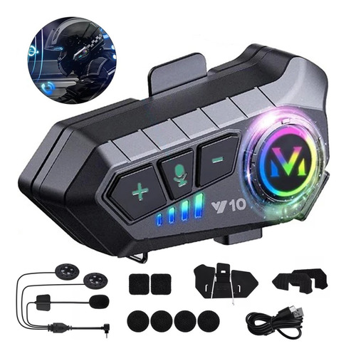 Intercomunicador Motocicleta Para Casco Bluetooth 1000ma Mot