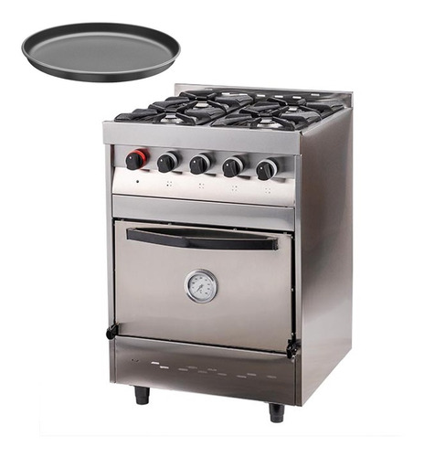 Cocina Industrial Multigas 4 Hornallas Acero Inox + Pizzera