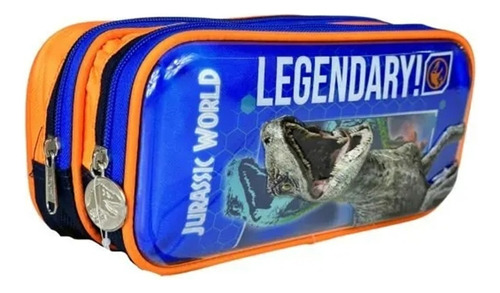 Lapicera Escolar Doble Cierre Ruz Jurassic World Blue Legend Color Azul