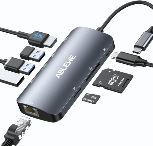 Adaptador Multipuerto Usb-c Con Hdmi 4k Ethernet Y Cargador 