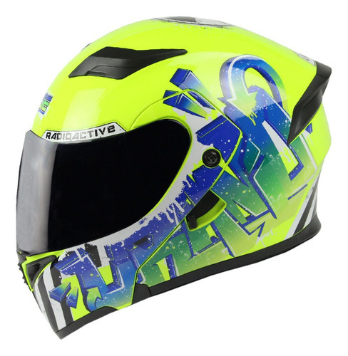 Casco Abatible Edge Uranio Certicado Dot Moto Visor Solar Color Amarillo/gris Tamaño Del Casco Talla Xl (61 - 62 Cm)