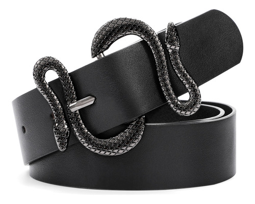Cinturon Para Mujer De Moda De Cuero Hebilla Serpiente
