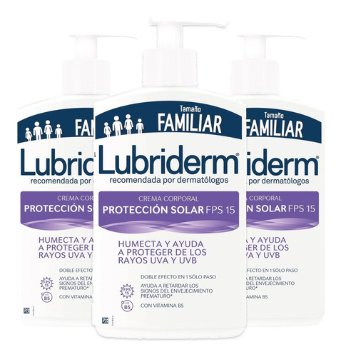 Lubriderm Uv-15 Protección Sol 750 Ml X 3, 24 H/hidra+ Envío