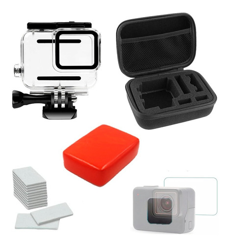 Kit Acessórios Gopro Caixa Case Pelicula 7 Silver/white