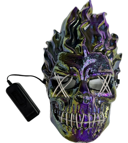 Mascara Led Calavera Tornasol Blanco Halloween