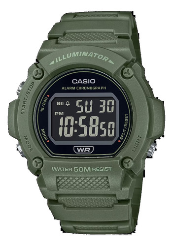 Reloj Casio Digital W-219hc-3b Verde Sumergible