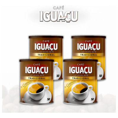 Kit Café Solúvel Iguaçu Em Pó Lata Tradicional 200g C/ 4 Un