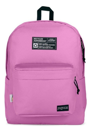 Mochila Jansport Recycled Superbreak Js0a4qvc7s4 Morada Color Rosa Chicle Diseño De La Tela Liso