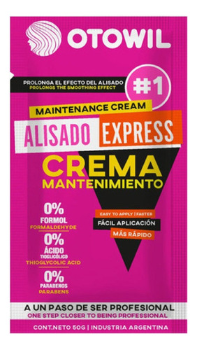 Alisado Express Crema Mantenimiento Otowil 50g