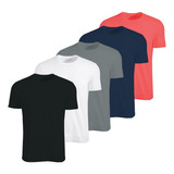 Kit C/5 Camisas Masculinas Camiseta Básica Slim Fit Malha Pv