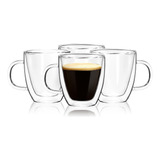 Double Wall Glass Espresso Mugs, (4-pcak) 5.5 Ounces-clea...