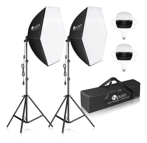 Kit Iluminación Fotográfica Softbox 76x76cm 2 Bombillas 5400