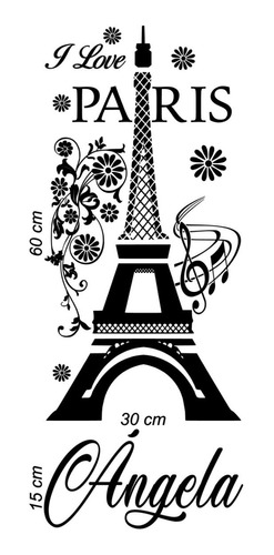 Vinilo Decorativo Torre Eiffel, Nombre Personalizado