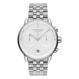 Pioneer Men's Silver Chronograph Watch With White Dial And