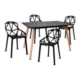 Comedor Moderno Mesa Negra Con 4 Sillas Magis Chair One