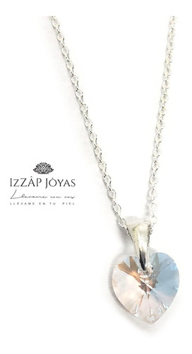 Collar Cadena Plata 925 + Cristal Swarovski Corazon 10m 