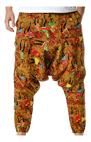 Pantalones Hippie Holgados De Lino Bohemio Con Cordón Para Y