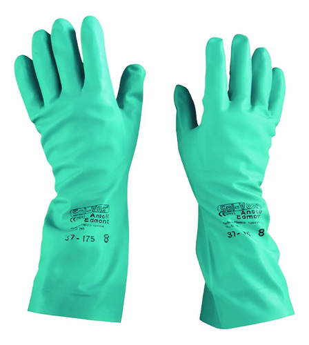 1 Par Guantes Nitrilo Verde Solventes Solvex Ansell 37-175
