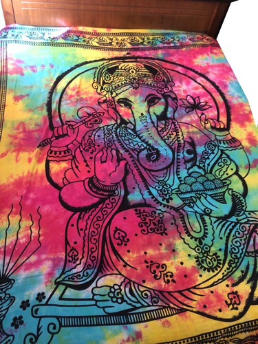 Cubrecama Hindu Con Diseño De Ganesha