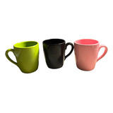 Taza Grande Cerámica Colores Mug Café Desayuno 400cc Pack X8