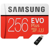 Micro Sd Samsung Evo Plus 256gb 100mb/s + Adaptador Usb 3.0