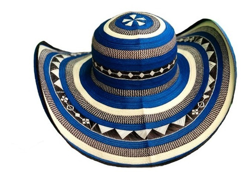 Sombrero Vueltiao Azul Grano De Arroz 21 Vuéltas Original