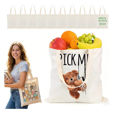 10 Bolsas Tote Bag De Manta Cruda De Algodón 40x35cm. Bolsas Para Regalo, Compras Y Eventos. Diseña Tus Bolsas De Manta Personalizadas. Beige