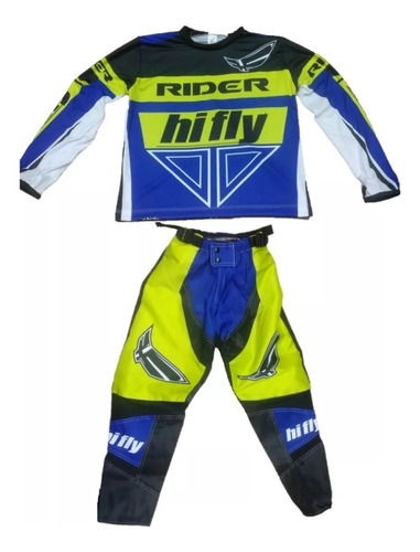 Conjunto Equipo Motocross Enduro Atv Niño Nene Chico Azu Rpm