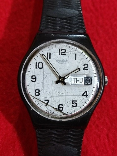 Reloj Hombre, Swatch Ag 1999, Negro, Con Detalle (vintage).