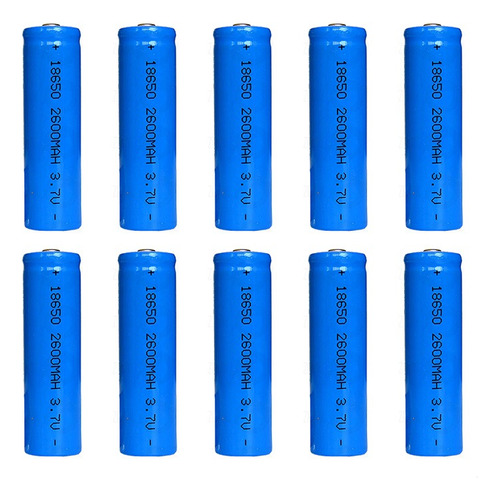 10 X Pila Bateria Recargable 18650 2600mah 3.7v Con Punta