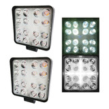 Faro Universal Led Cuadrado 16 Led Blanco Y Estrobo