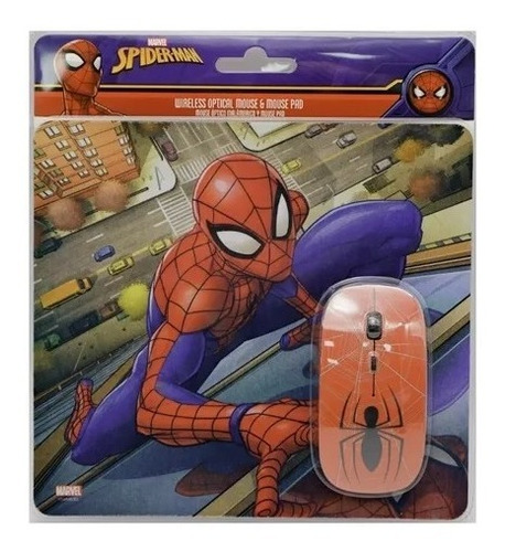 Kit Mouse Inalambrico Y Mouse Pad  / Dismac Spider-man