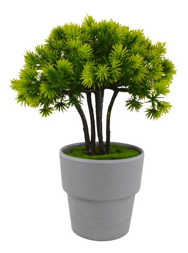 Planta Pino Bonsái Artificial Macetero Plástico Decora 23cm 