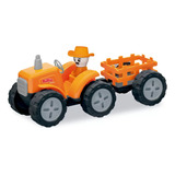 Caminhão De Brinquedo Trator Rural Com Carreta Para Animais