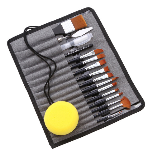 Set De 18 Pinceles Para Pintura Con Estuche, Cabello De Nylo