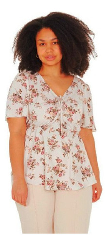 Camisola De Lino Estampado Codigo Blossom Talles Grandes