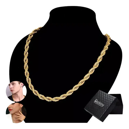 Cadena Oro Torsal 3\u002F4mm Acero Inoxidable Hombre Collar 60cm | Meses sin interés