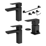 Griferia Negra Baño 2 Lav Bidet Arq Con Accesorios Piazza