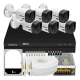 Kit Intelbras 6 Câmeras 1120b 200m Cabo Dvr 8 Canais 1tb 10a