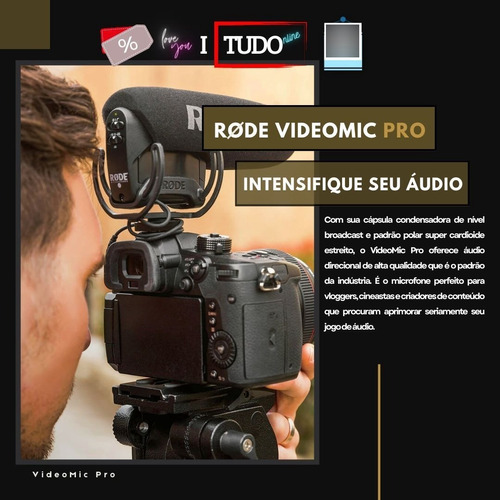 Microfone Rode Videomic Pro Condensador  Preto