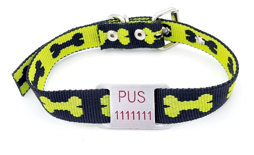 Chapita Perros Pasador Chico+ Collar Hueso Verde Negro 2cm