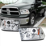 Dodge Ram 2009 - 2014 Juego Faros Ojo De Angel Fondo Cromado